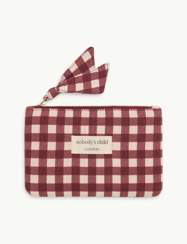 Burgundy Gingham Coin Purse made by Nobody's Child
