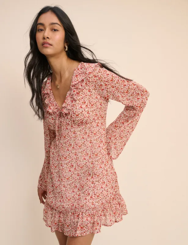 Pink Ditsy Floral Carla Mini Dress made by Nobody's Child
