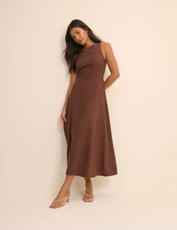 Chocolate Brown Reign Midi Dress made by Nobody's Child