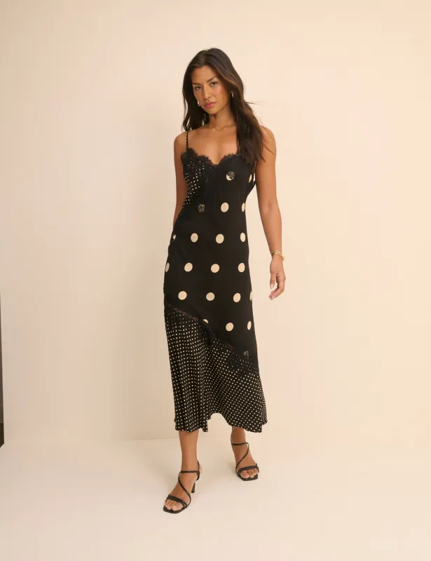 Petite Black Polka Dot Natasha Maxi Dress made by Nobody's Child