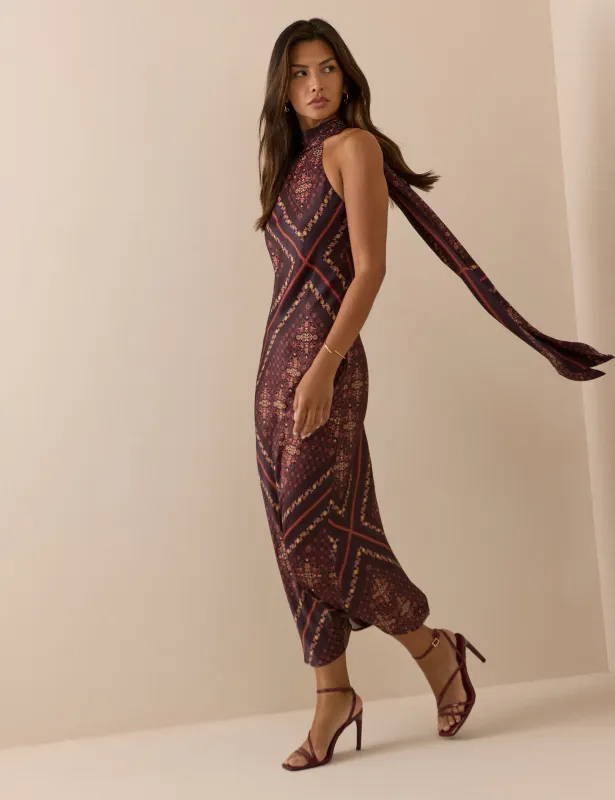 Brown Paisley Tile Print Fifi Maxi Dress made by Nobody's Child