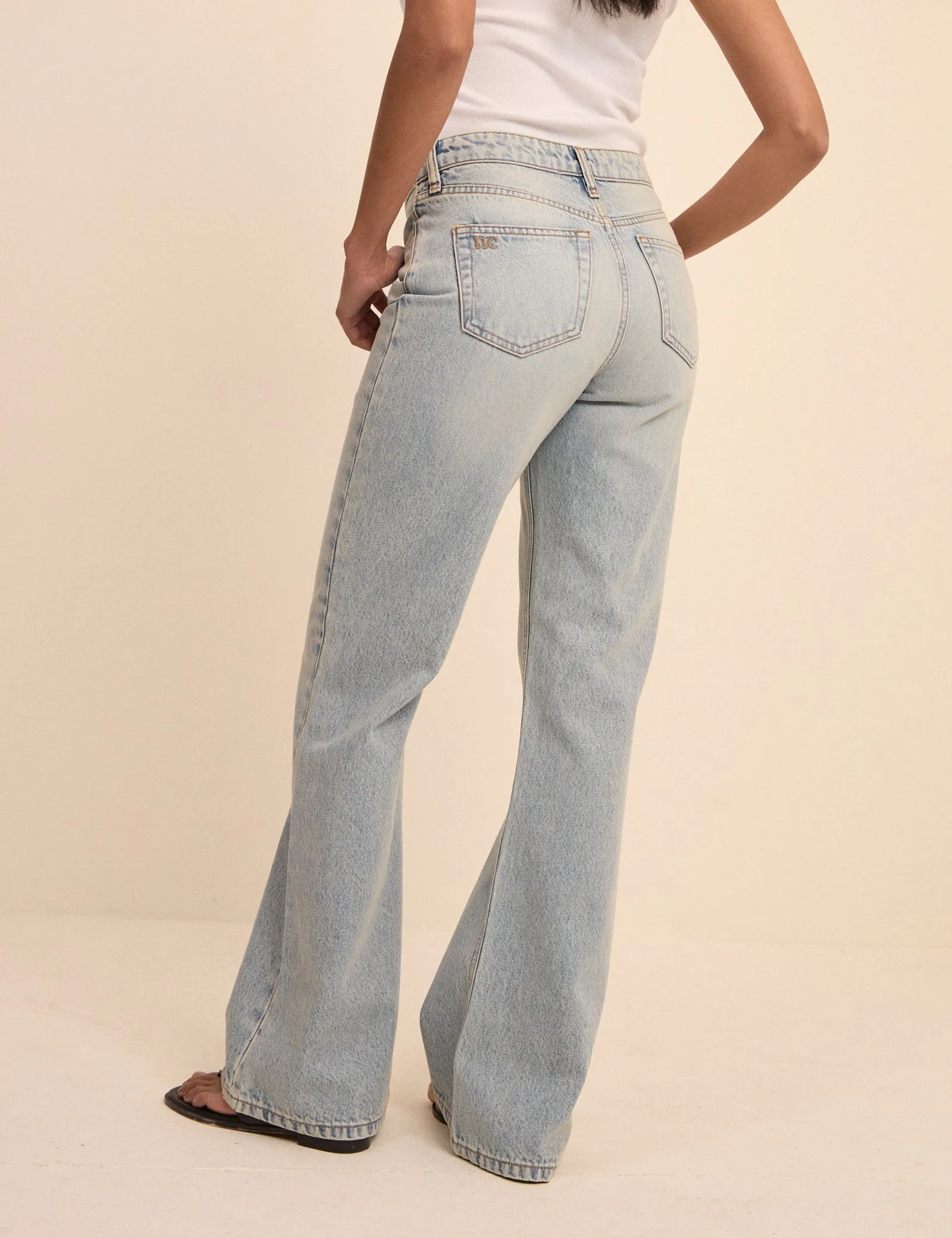 Light Blue Low Rise Penny Relaxed Flare Jeans sold by Nobody's Child product image thumbnail 5