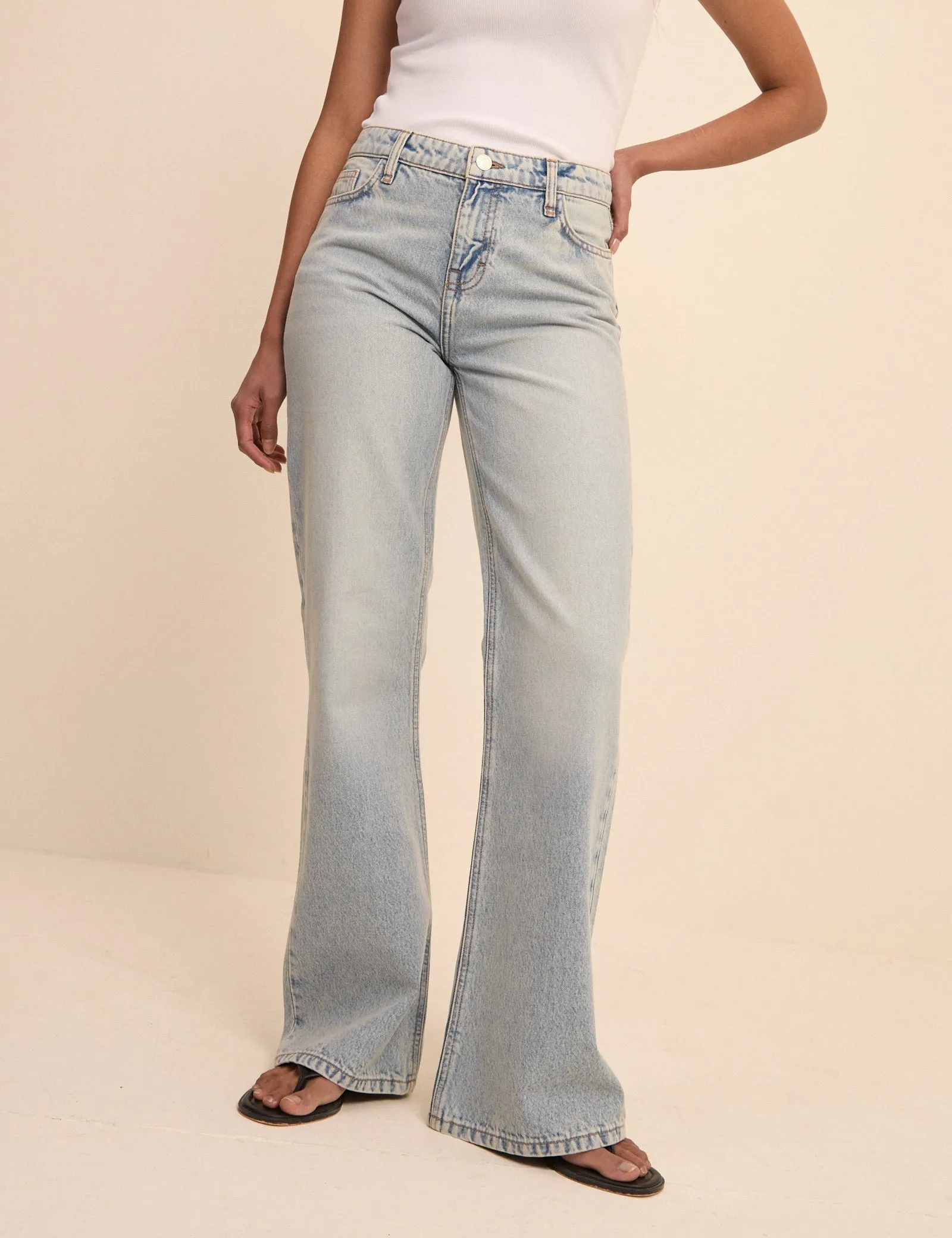 Light Blue Low Rise Penny Relaxed Flare Jeans sold by Nobody's Child product image thumbnail 2