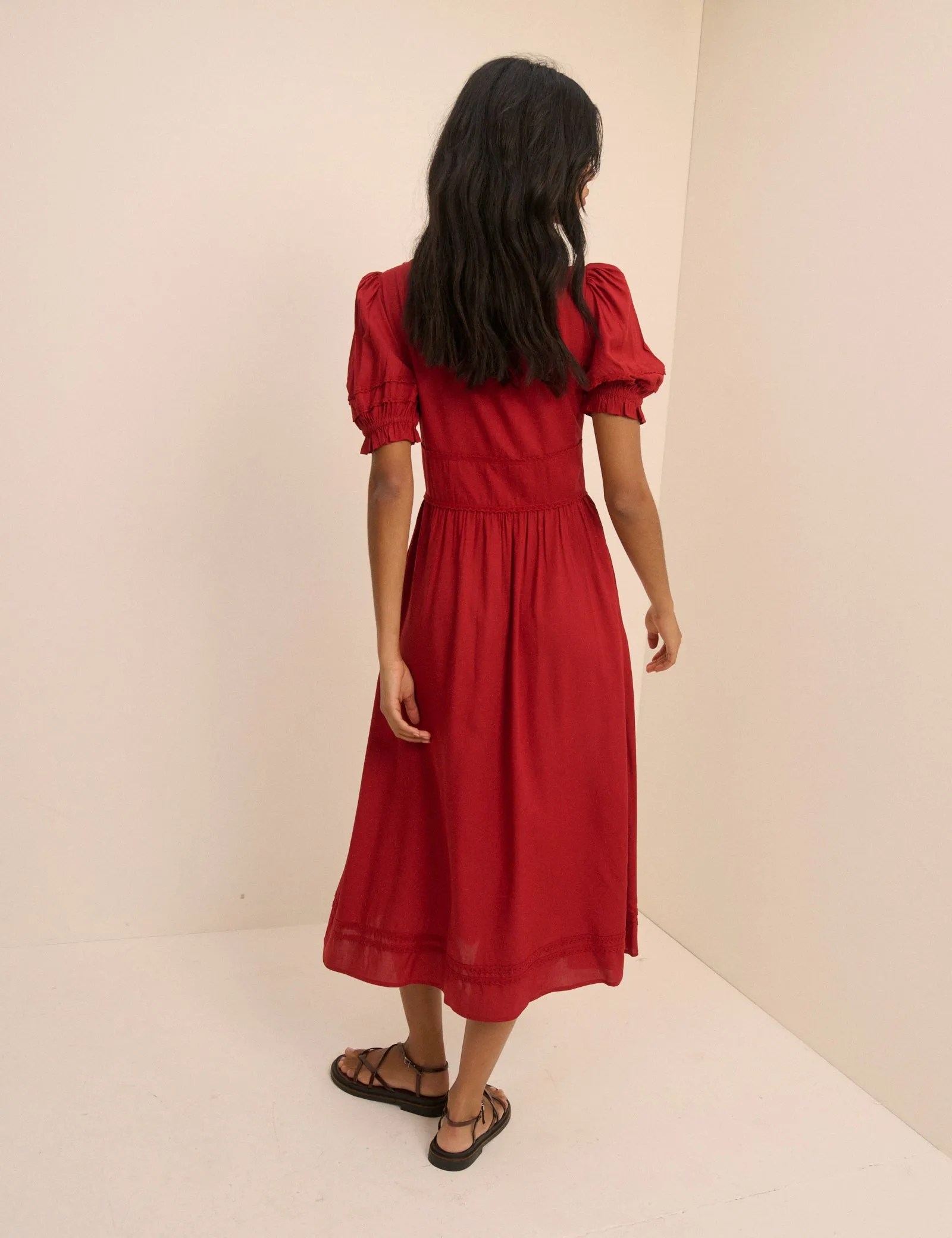 Red Button Front Frances Midi Dress sold by Nobody's Child product image thumbnail 5