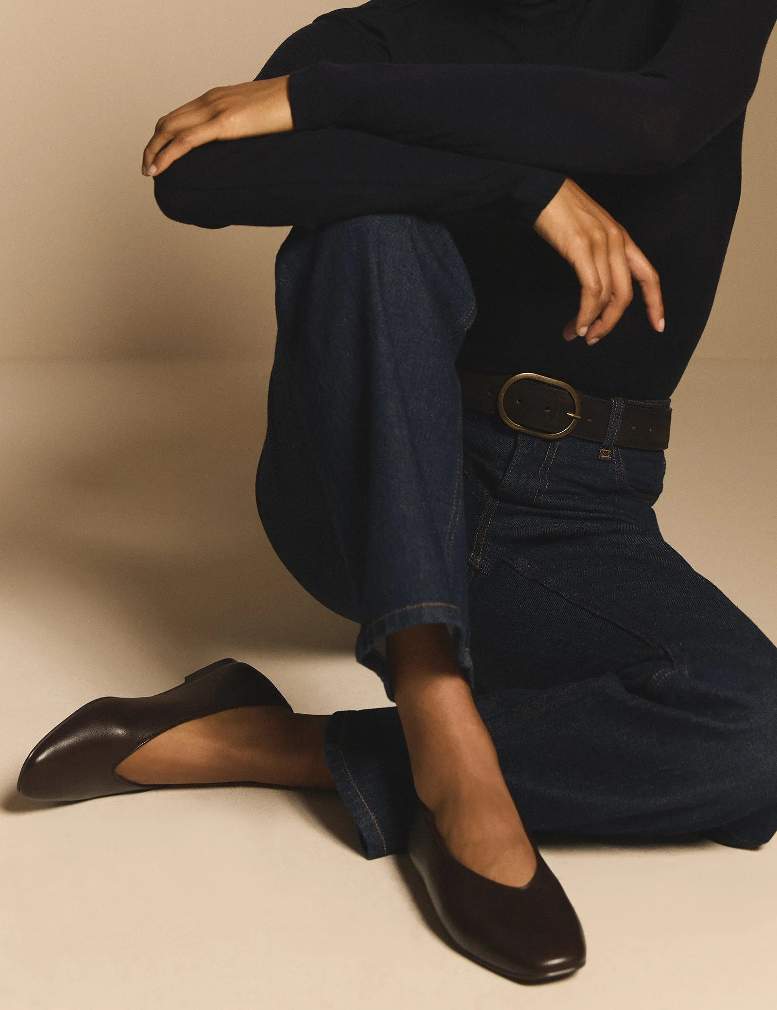 Brown Leather High Vamp Ballet Flats sold by Nobody's Child product image thumbnail 2