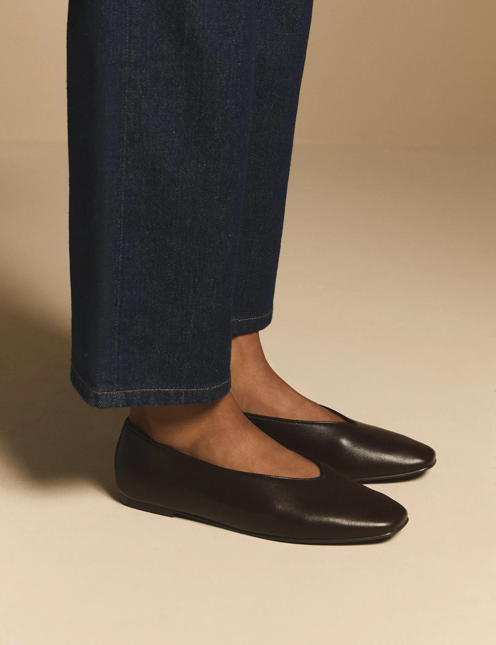 Brown Leather High Vamp Ballet Flats sold by Nobody's Child