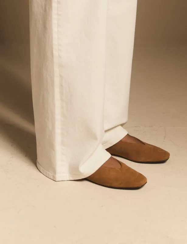 Tan Suede High Vamp Ballet Flats made by Nobody's Child
