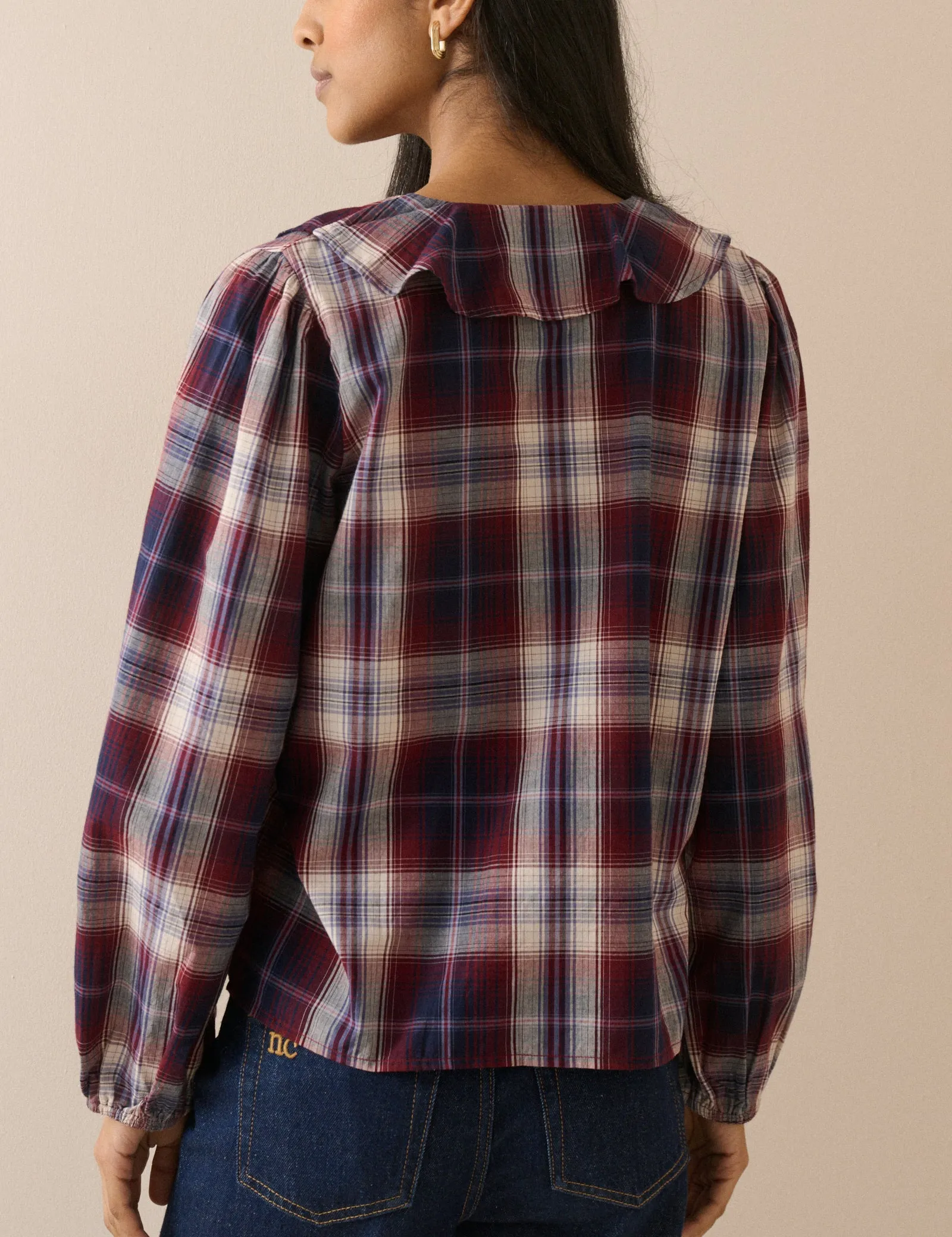 Red Check Ruffle Trim Top sold by Nobody's Child product image thumbnail 5
