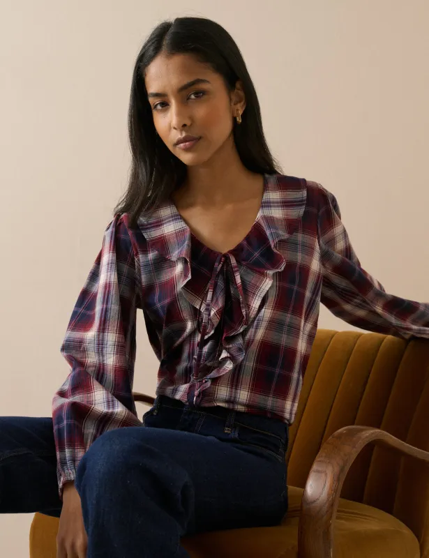 Red Check Ruffle Trim Top made by Nobody's Child