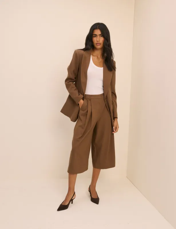 Brown High-Waisted Tailored Culottes made by Nobody's Child