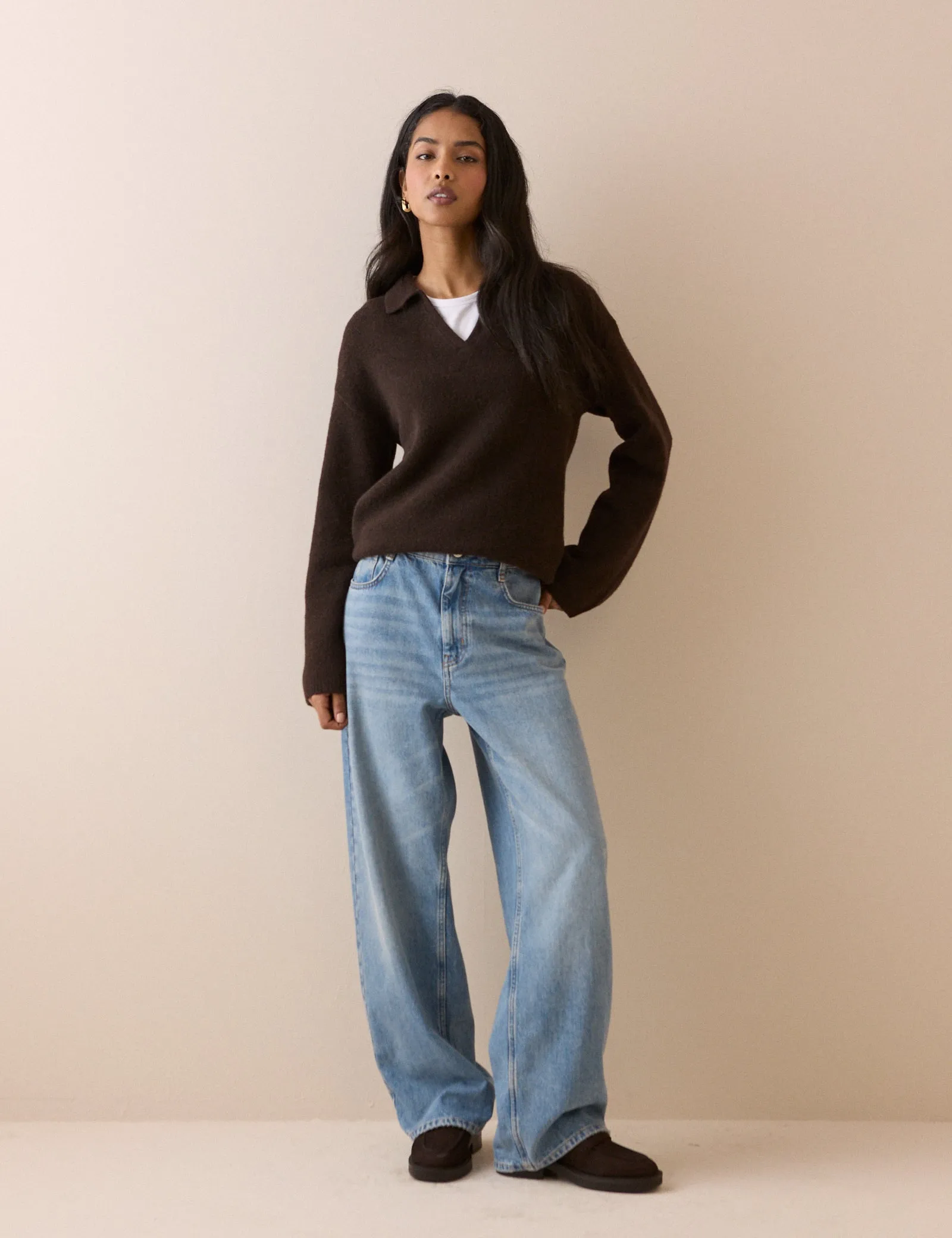 Brown V-neck Collared Jumper sold by Nobody's Child product image thumbnail 2