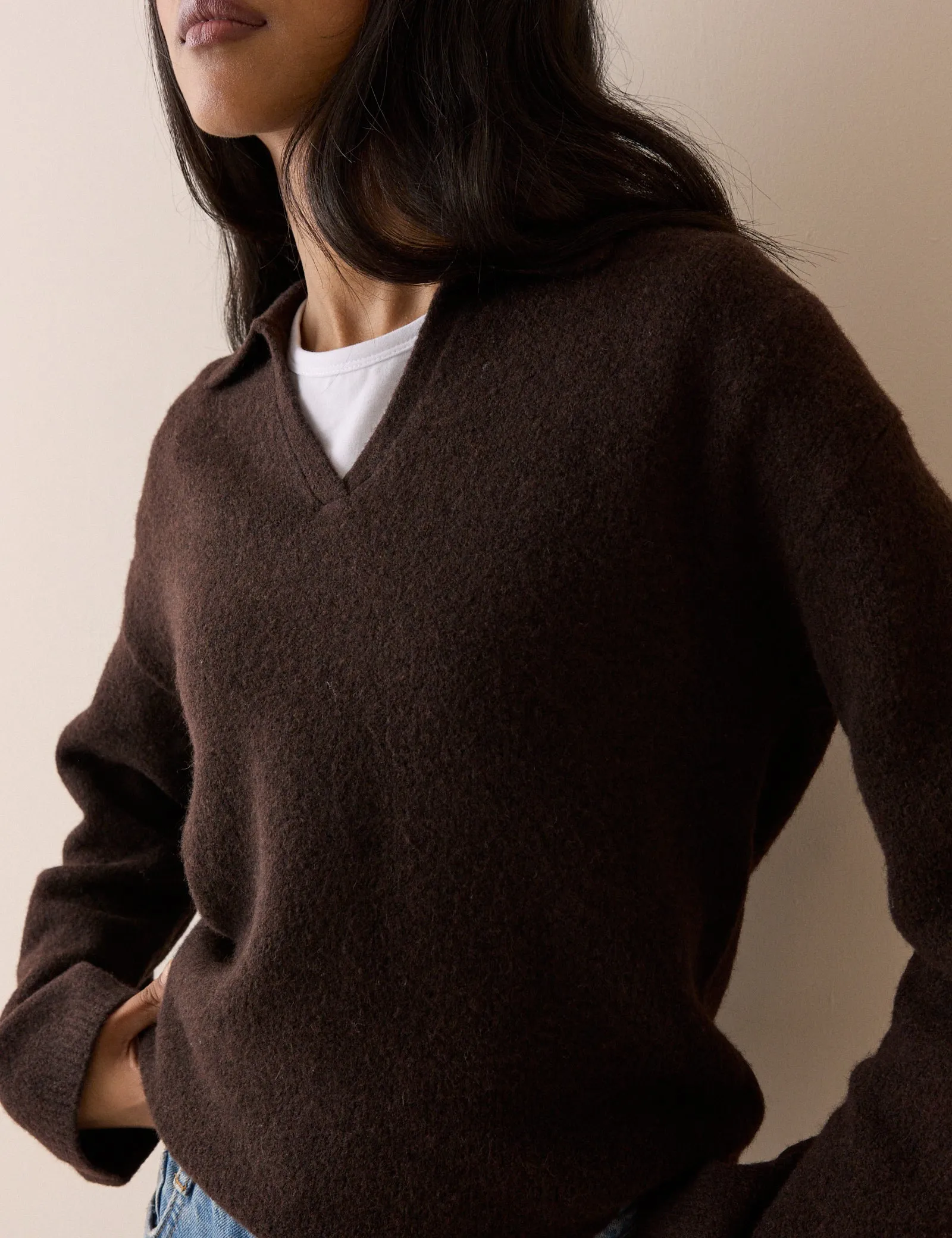 Brown V-neck Collared Jumper sold by Nobody's Child product image thumbnail 3
