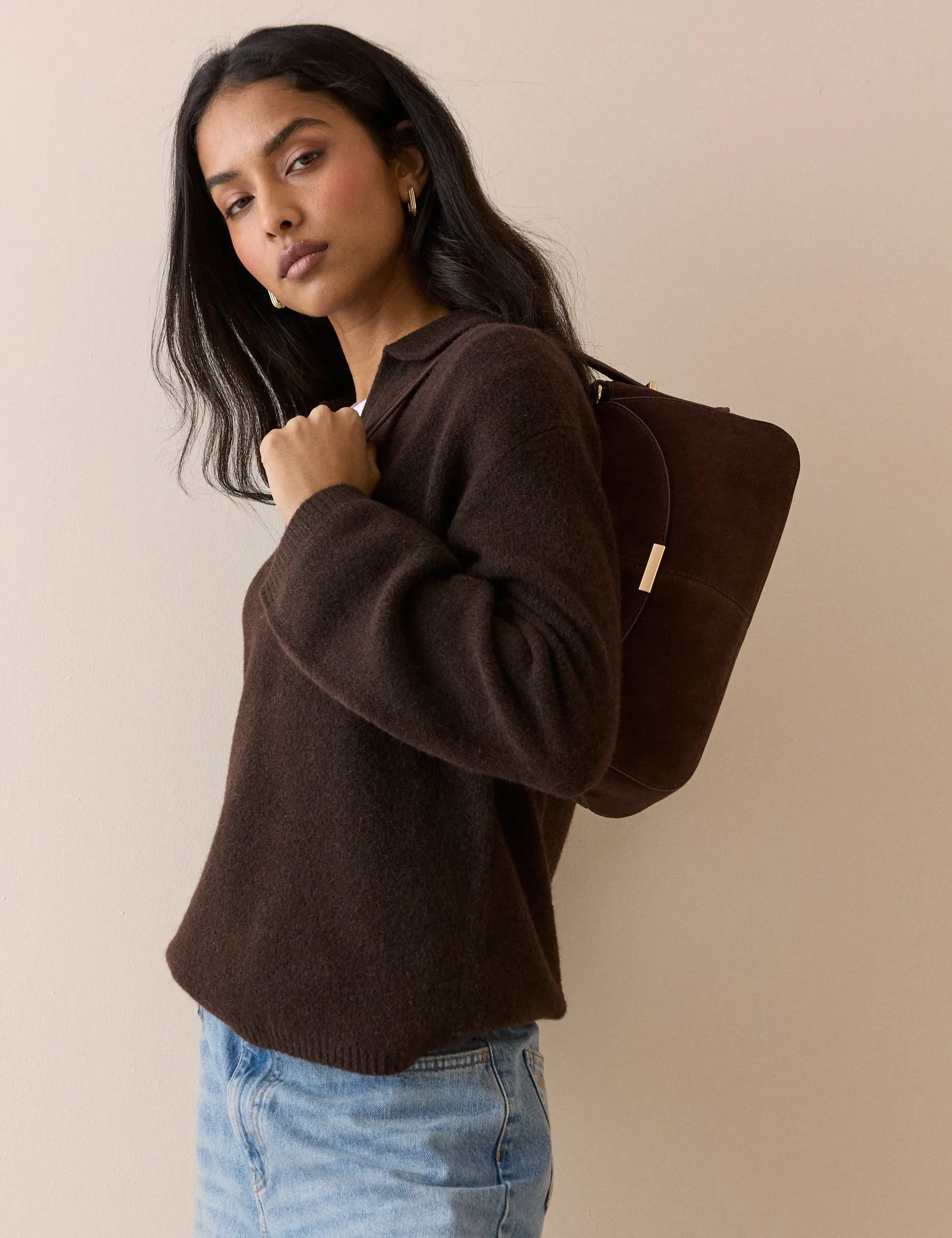 Brown V-neck Collared Jumper sold by Nobody's Child product image thumbnail 4