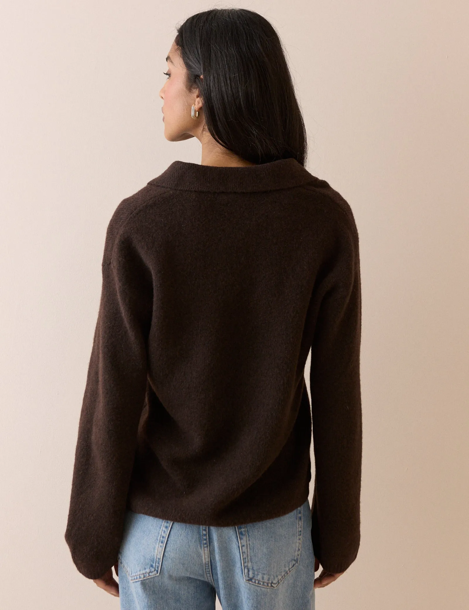 Brown V-neck Collared Jumper sold by Nobody's Child product image thumbnail 5