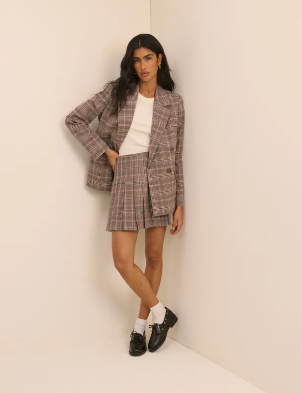 Pink and Grey Check Wrap Mini Skirt made by Nobody's Child