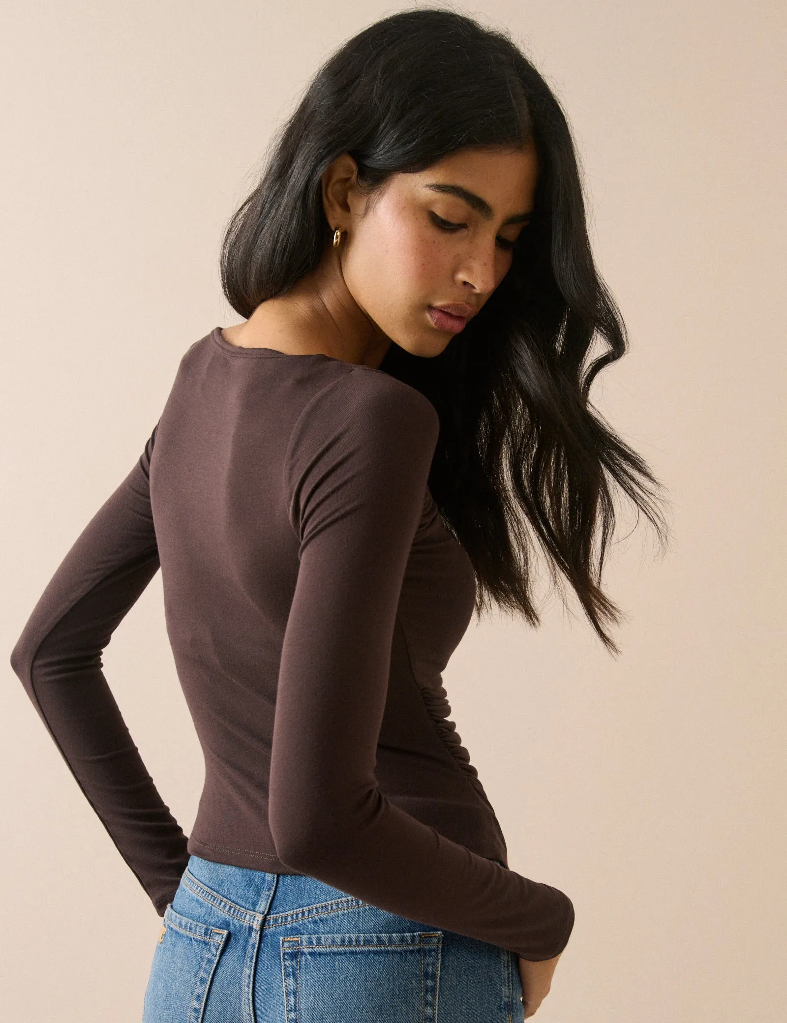 Brown Ruched Modal-Rich Top sold by Nobody's Child product image thumbnail 5