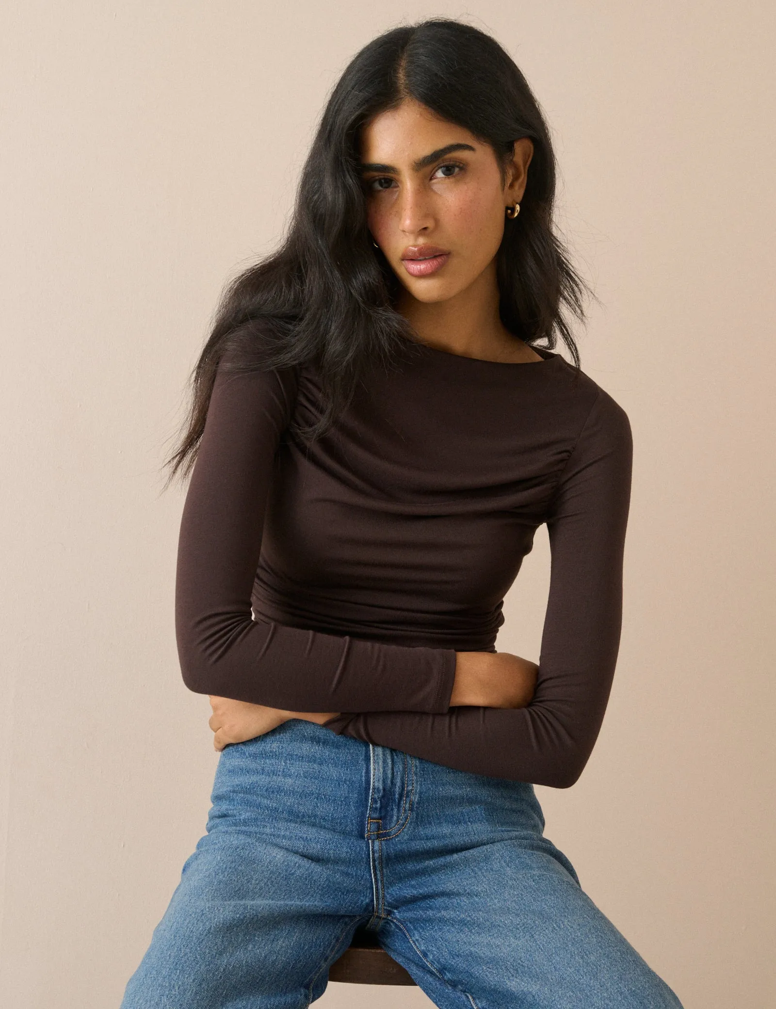 Brown Ruched Modal-Rich Top sold by Nobody's Child