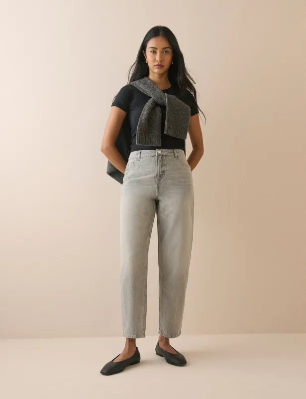 Grey Putney Barrel Leg Jeans made by Nobody's Child