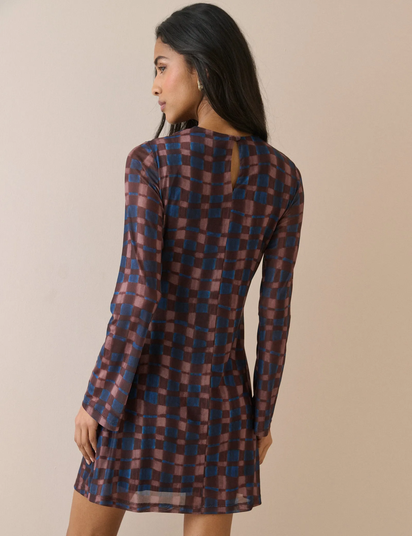 Blue and Maroon Long Sleeve Kiera Mini Dress sold by Nobody's Child product image thumbnail 5