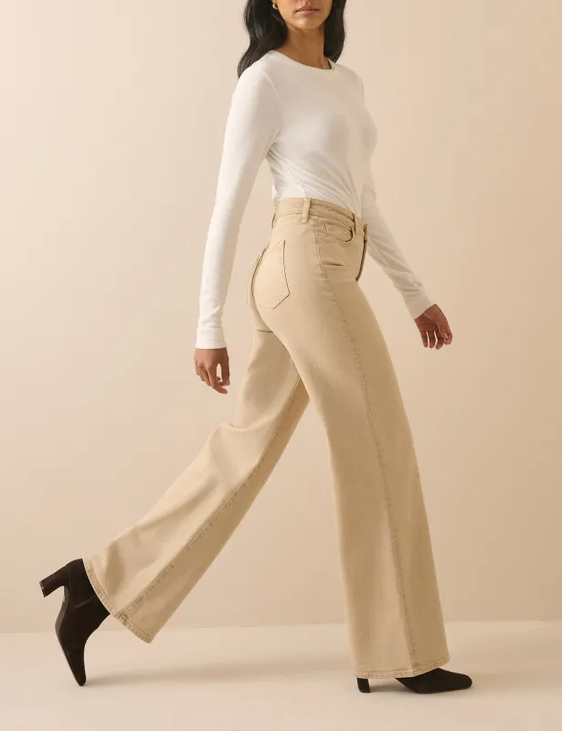 Sand High Rise Soho Wide Leg Jeans made by Nobody's Child