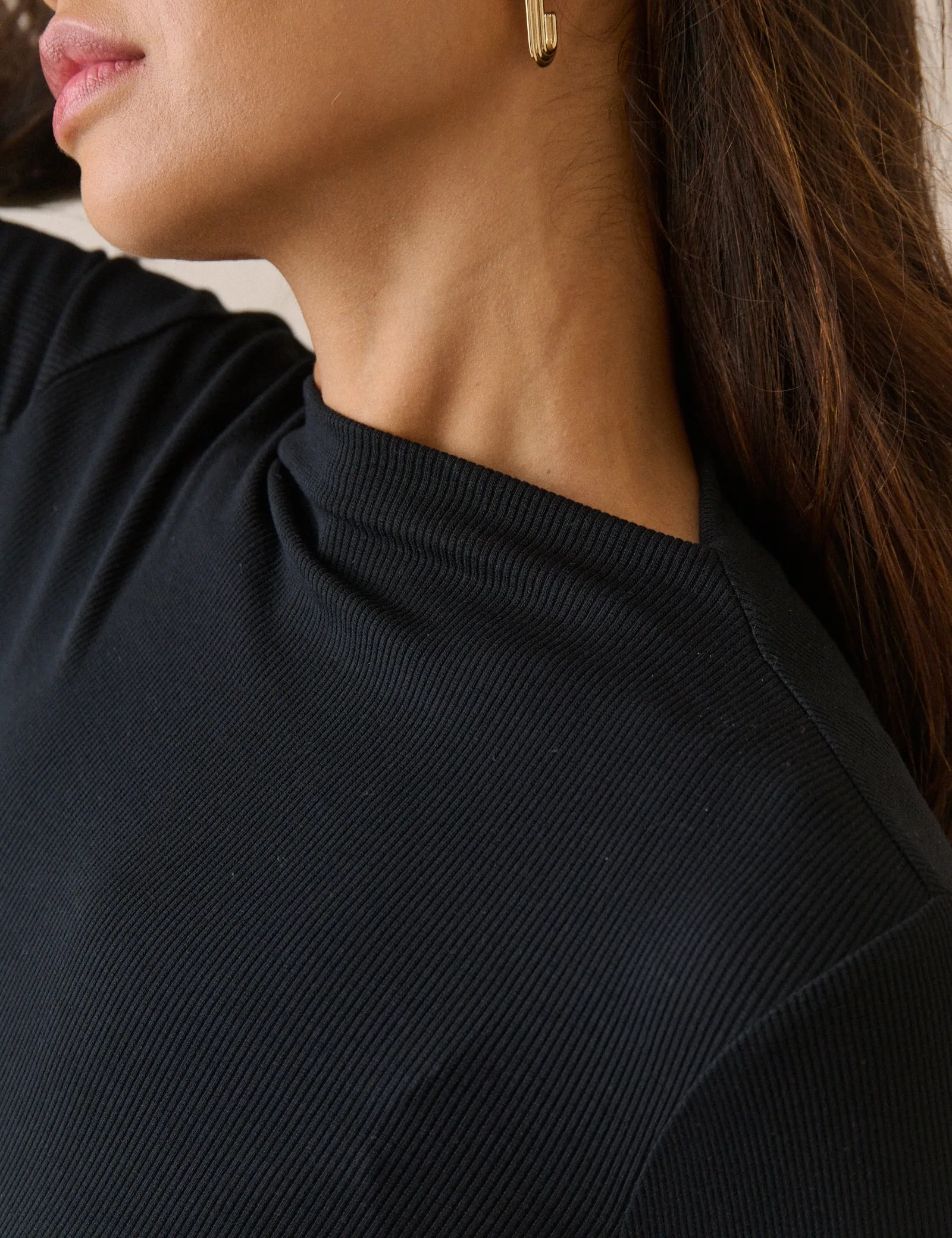 Black Ribbed Boat Neck Jersey Top sold by Nobody's Child product image thumbnail 3