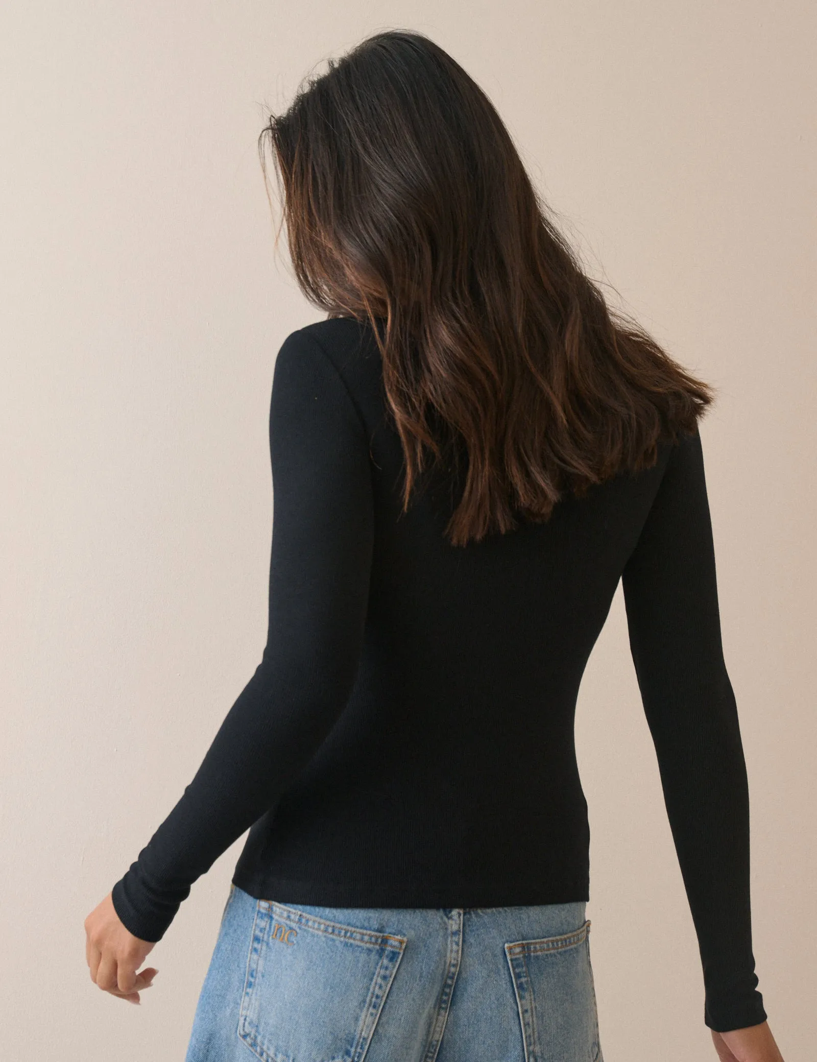 Black Ribbed Boat Neck Jersey Top sold by Nobody's Child product image thumbnail 5
