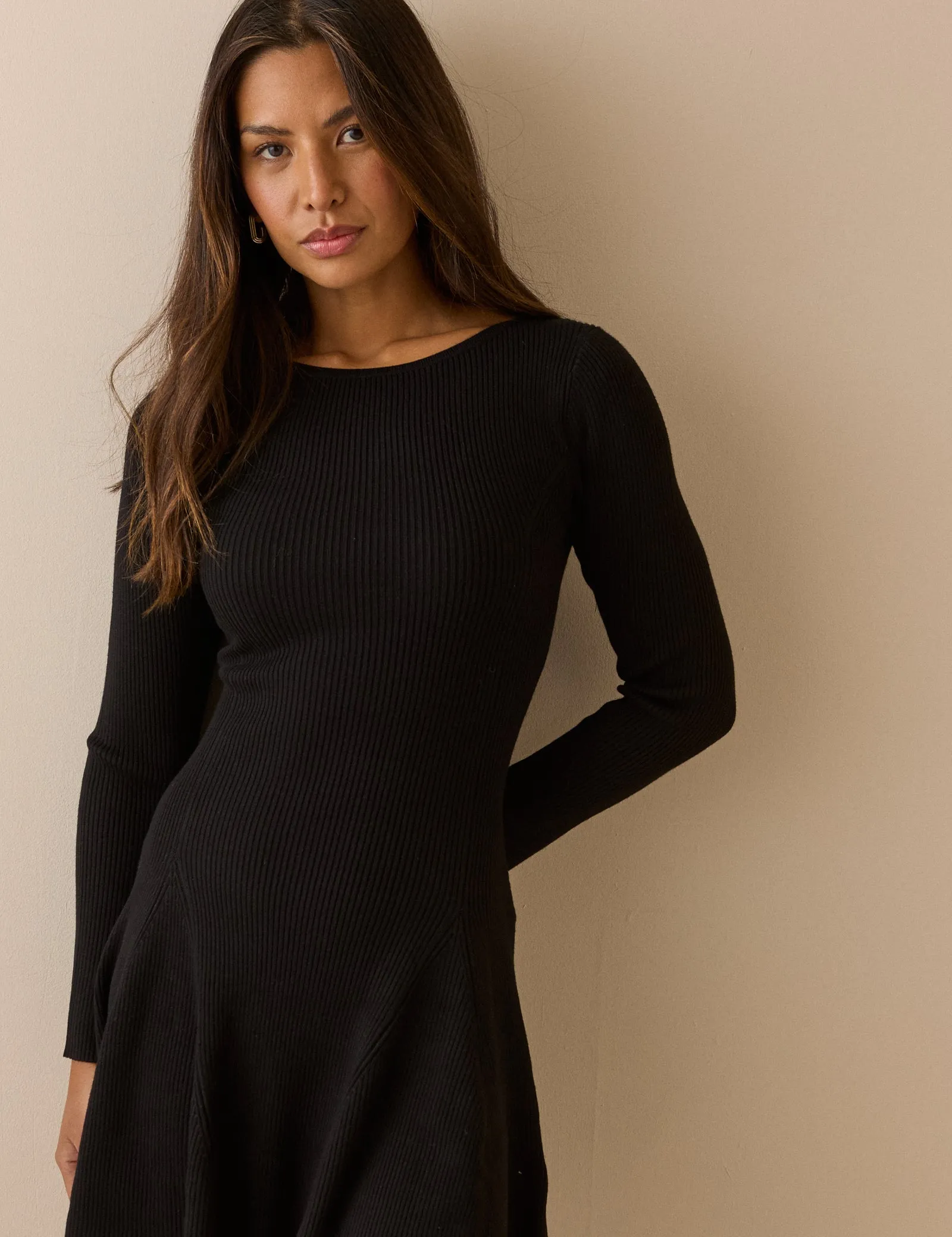 Black Ribbed Knitted Mini Dress sold by Nobody's Child product image thumbnail 4