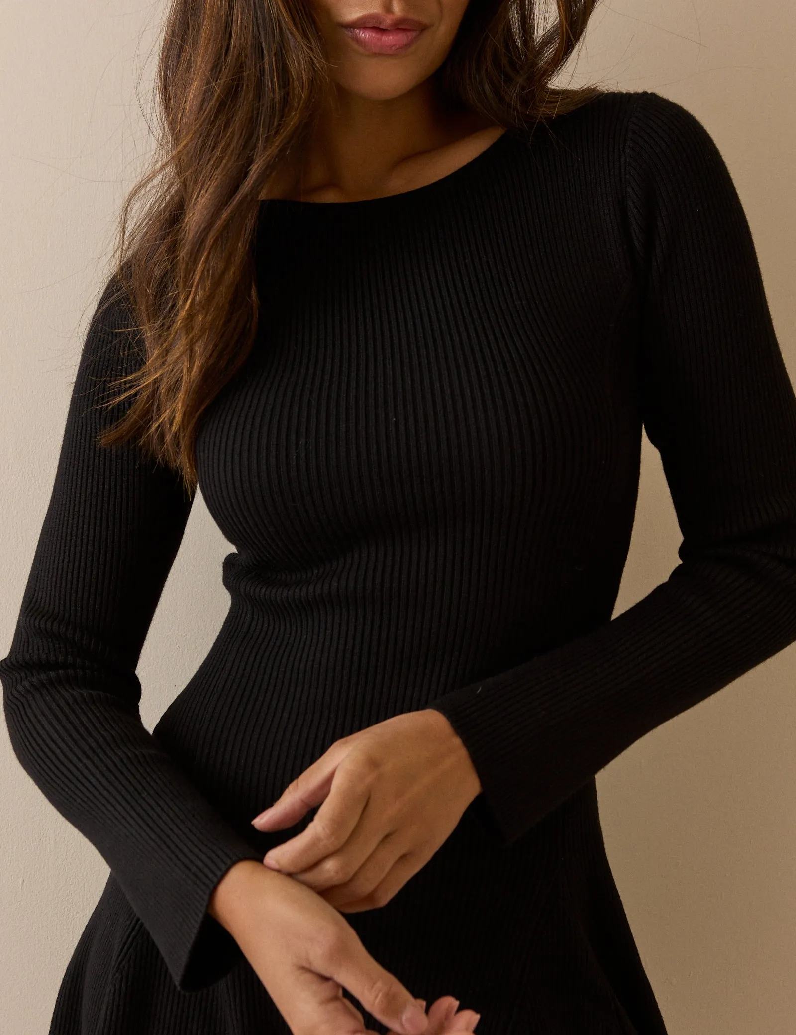 Black Ribbed Knitted Mini Dress sold by Nobody's Child product image thumbnail 3