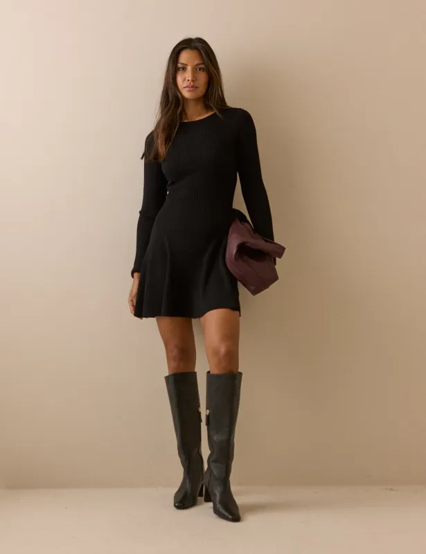 Black Ribbed Knitted Mini Dress made by Nobody's Child