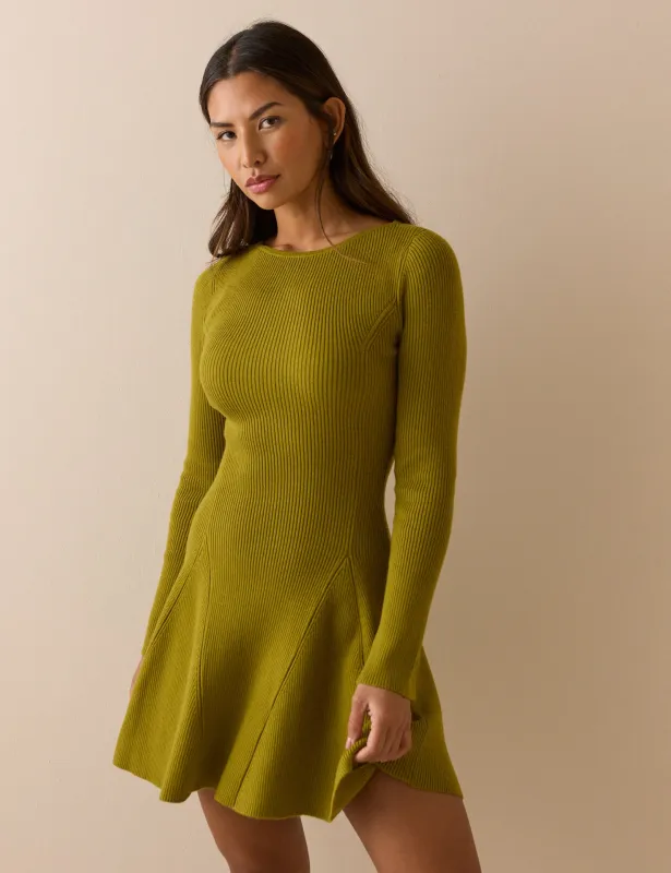 Green Ribbed Knitted Mini Dress made by Nobody's Child