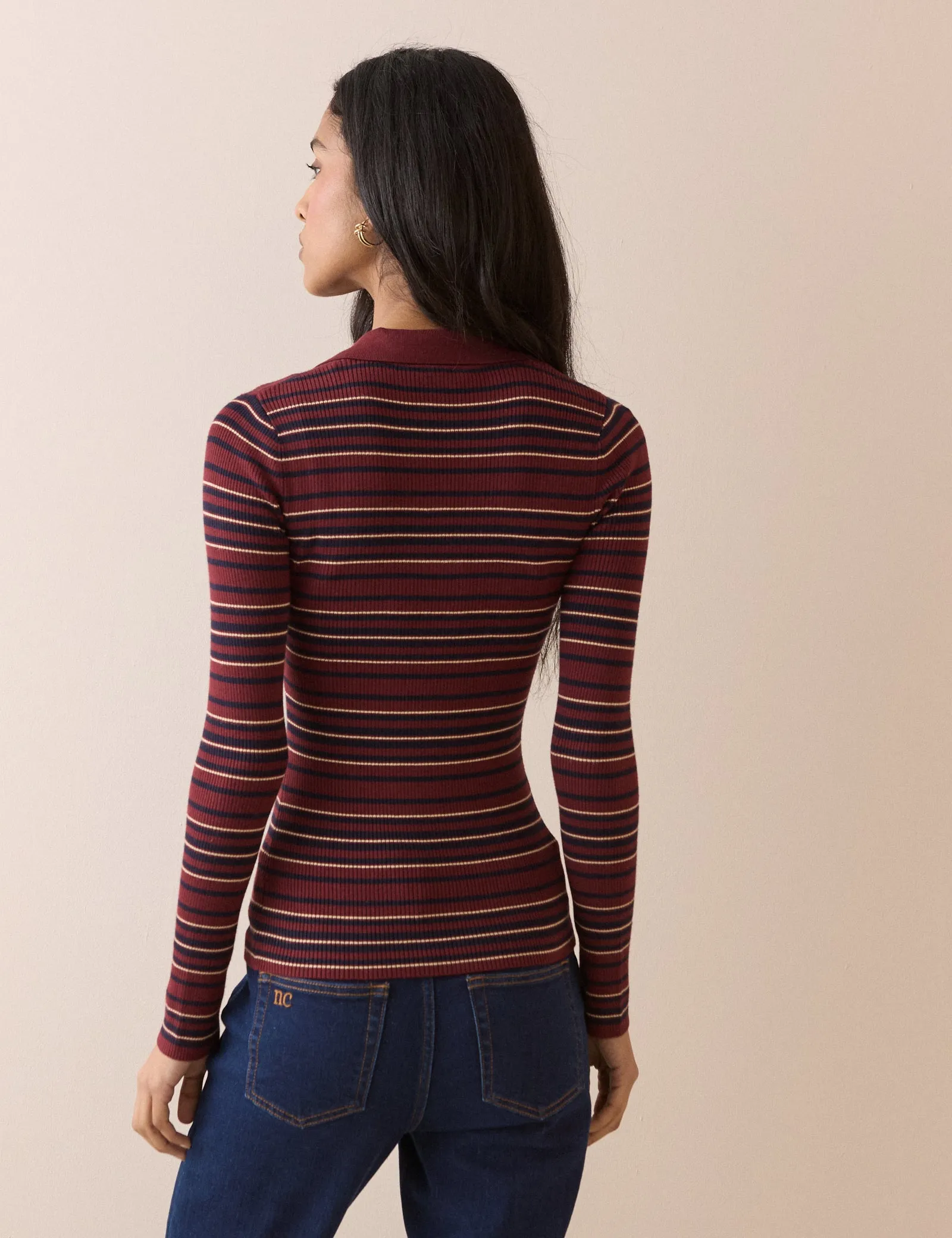 Red Striped Ribbed Collared Top sold by Nobody's Child product image thumbnail 5