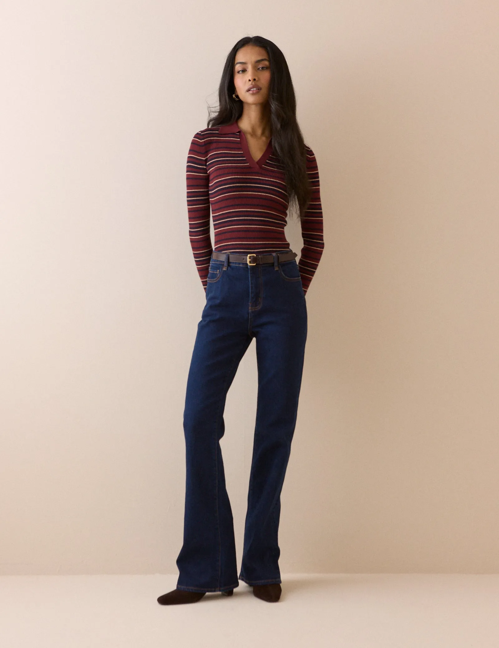 Red Striped Ribbed Collared Top sold by Nobody's Child product image thumbnail 3