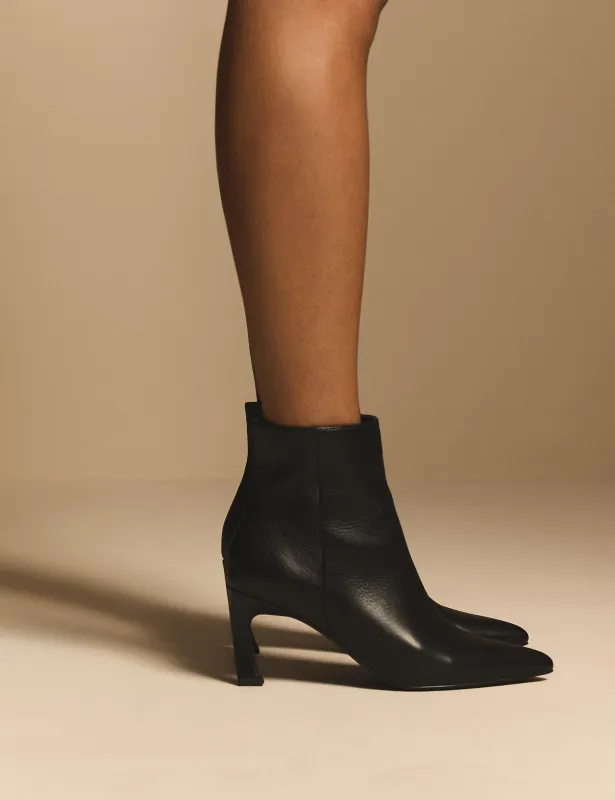 Black Leather Pointed Toe Ankle Boots made by Nobody's Child