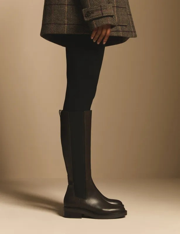 Mahogany Brown Leather Knee High Boots made by Nobody's Child