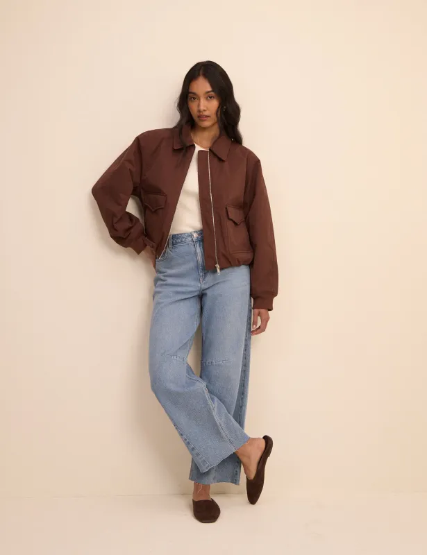 Brown Collared Bomber Jacket made by Nobody's Child