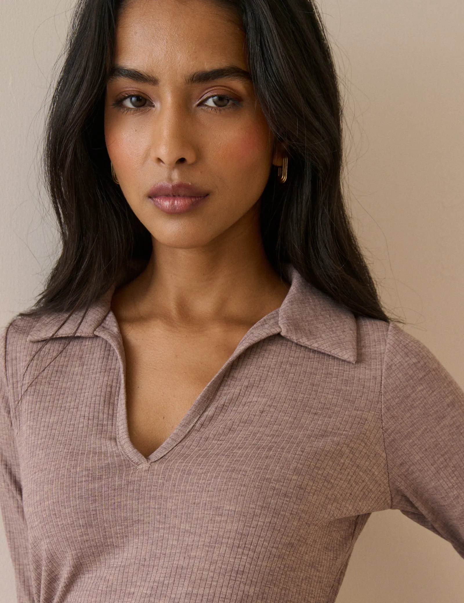 Mauve Rib Jersey Long Sleeve Everett Midi Dress sold by Nobody's Child product image thumbnail 3