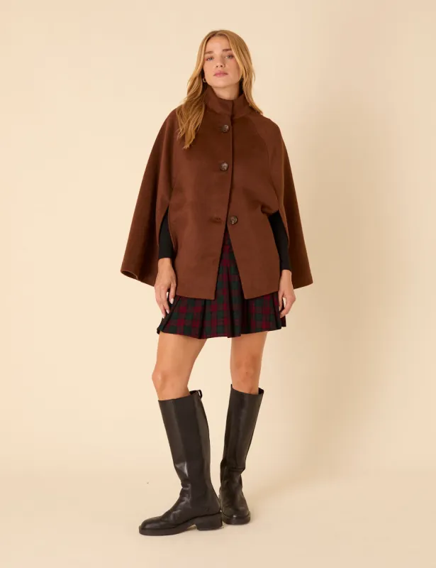 Brown Funnel Neck Cape Jacket made by Nobody's Child