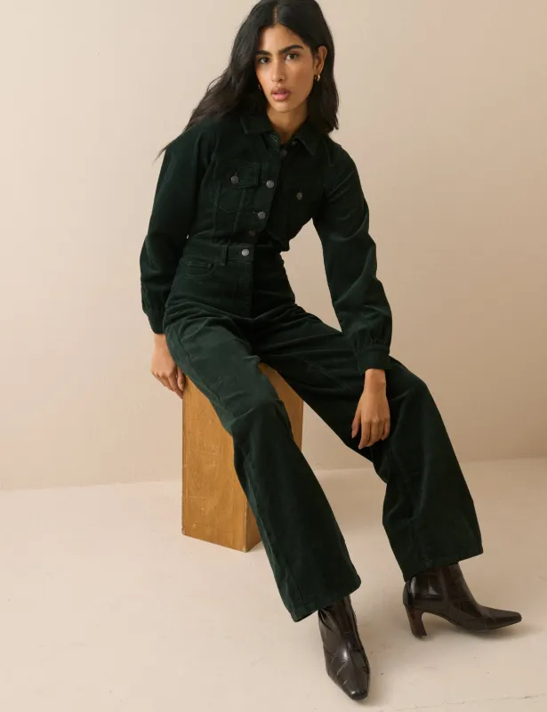 Green Cord Wide Leg Dublin Jumpsuit made by Nobody's Child
