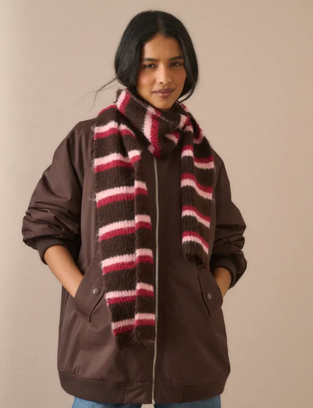 Brown and Pink Striped Skinny Scarf made by Nobody's Child