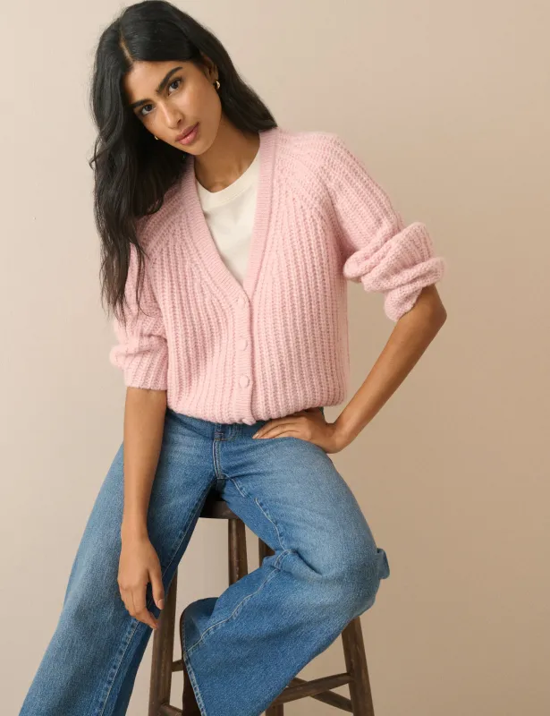 Light Pink Chunky Knitted Cardigan made by Nobody's Child