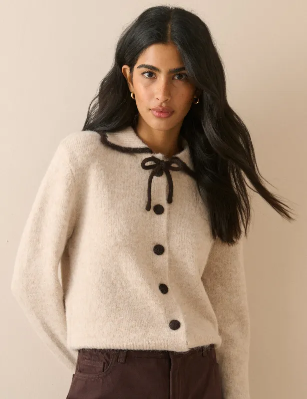 Cream Contrast Collar Cardigan made by Nobody's Child
