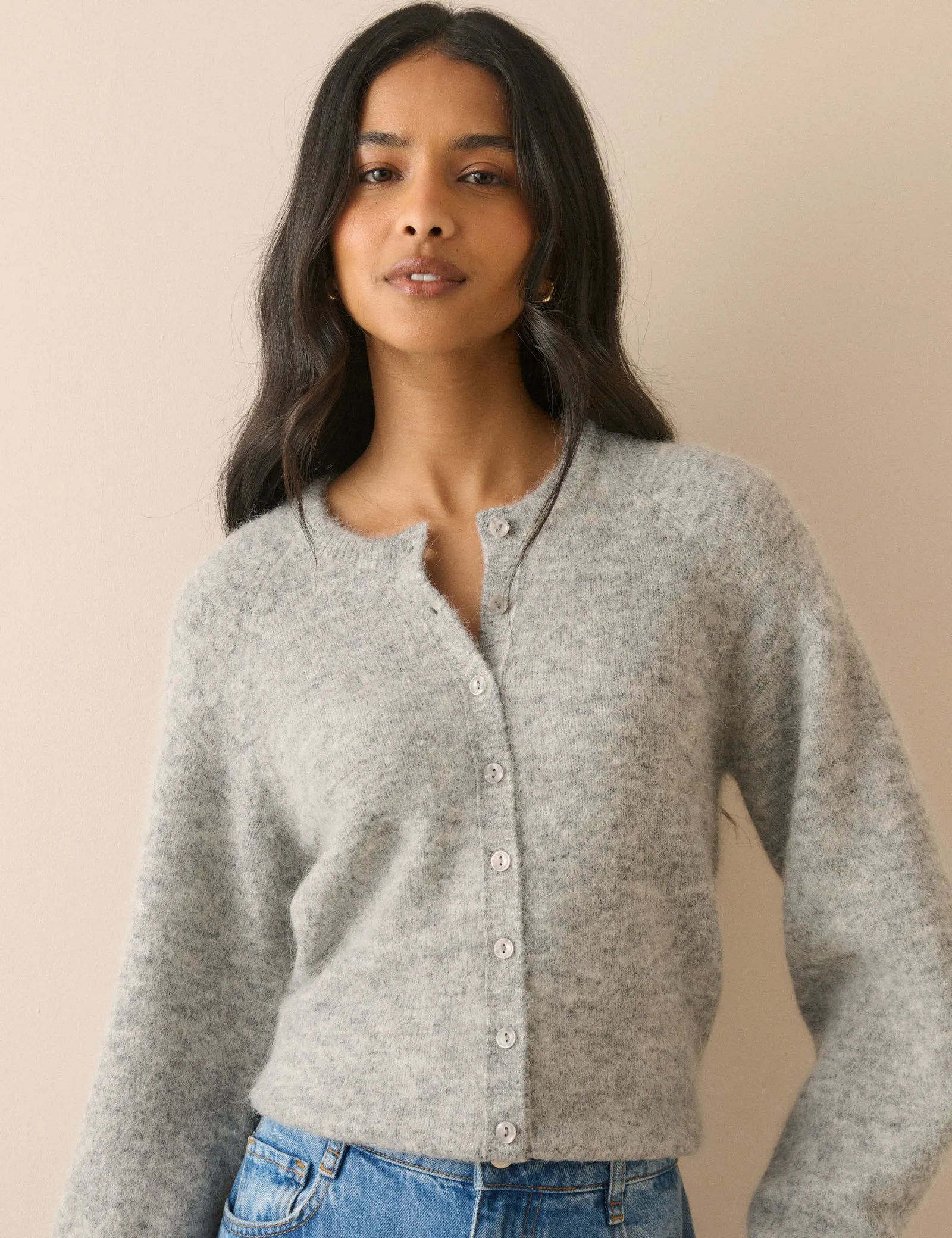 Grey Crew Neck Cardigan sold by Nobody's Child product image thumbnail 3