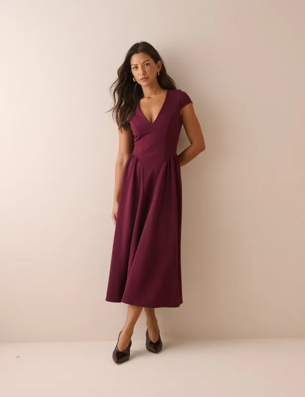 Burgundy Panelled Jersey Winnie Midi Dress made by Nobody's Child
