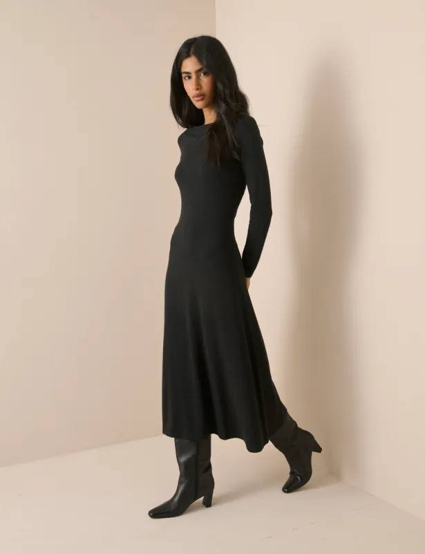 Black Ribbed Bronte Midi Dress made by Nobody's Child