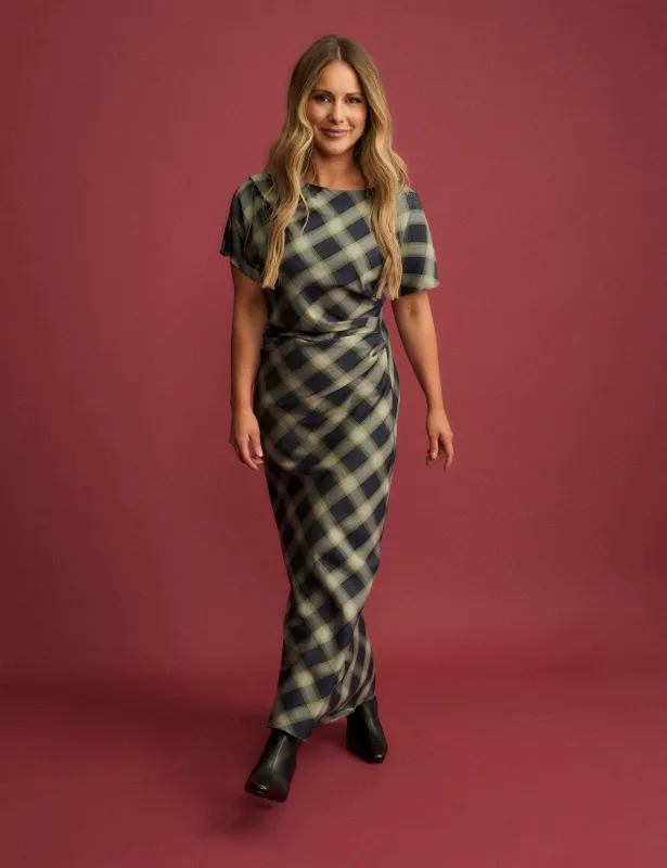 Blue Check Blaine Maxi Dress made by Nobody's Child