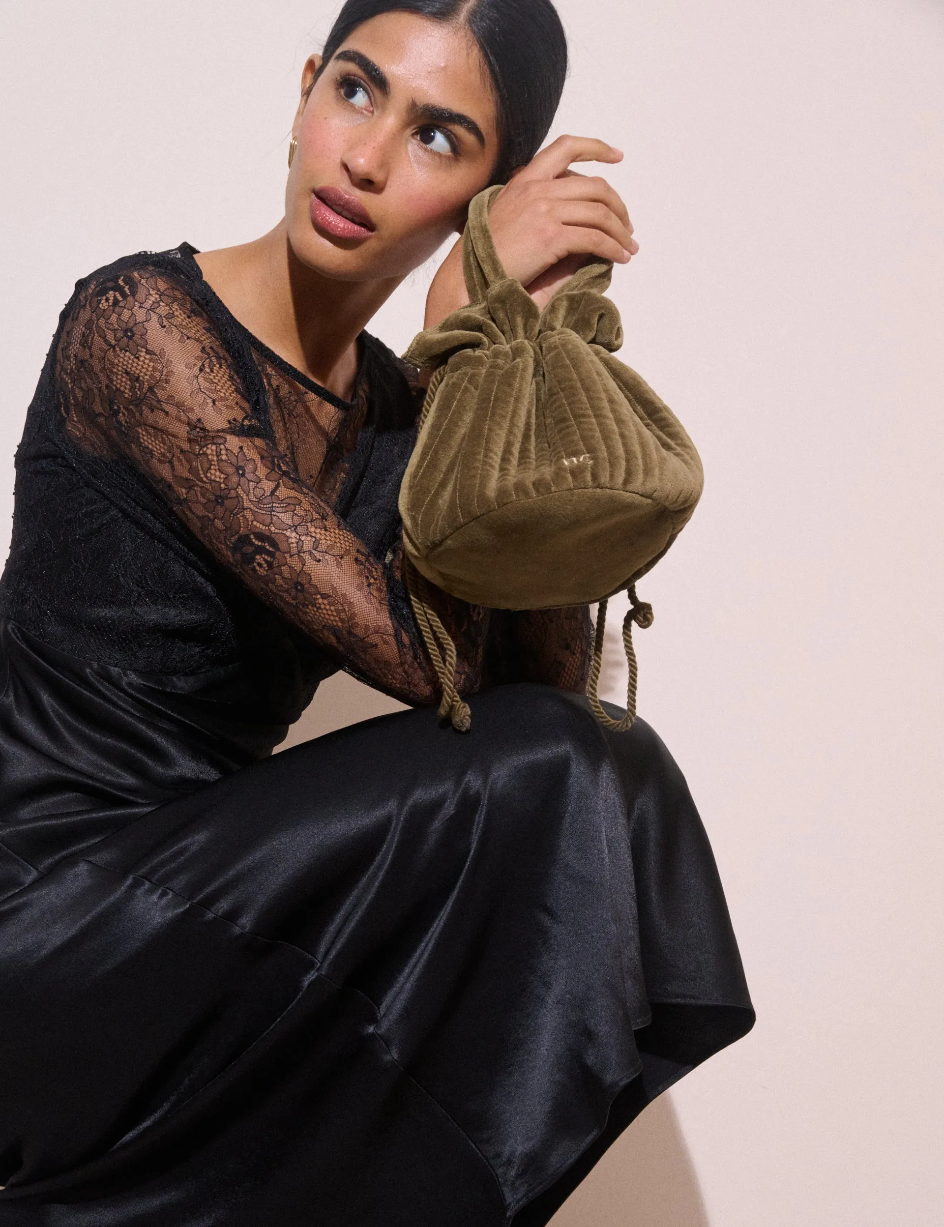 Black Lace Detail Satin Kimber Midi Dress sold by Nobody's Child product image thumbnail 3