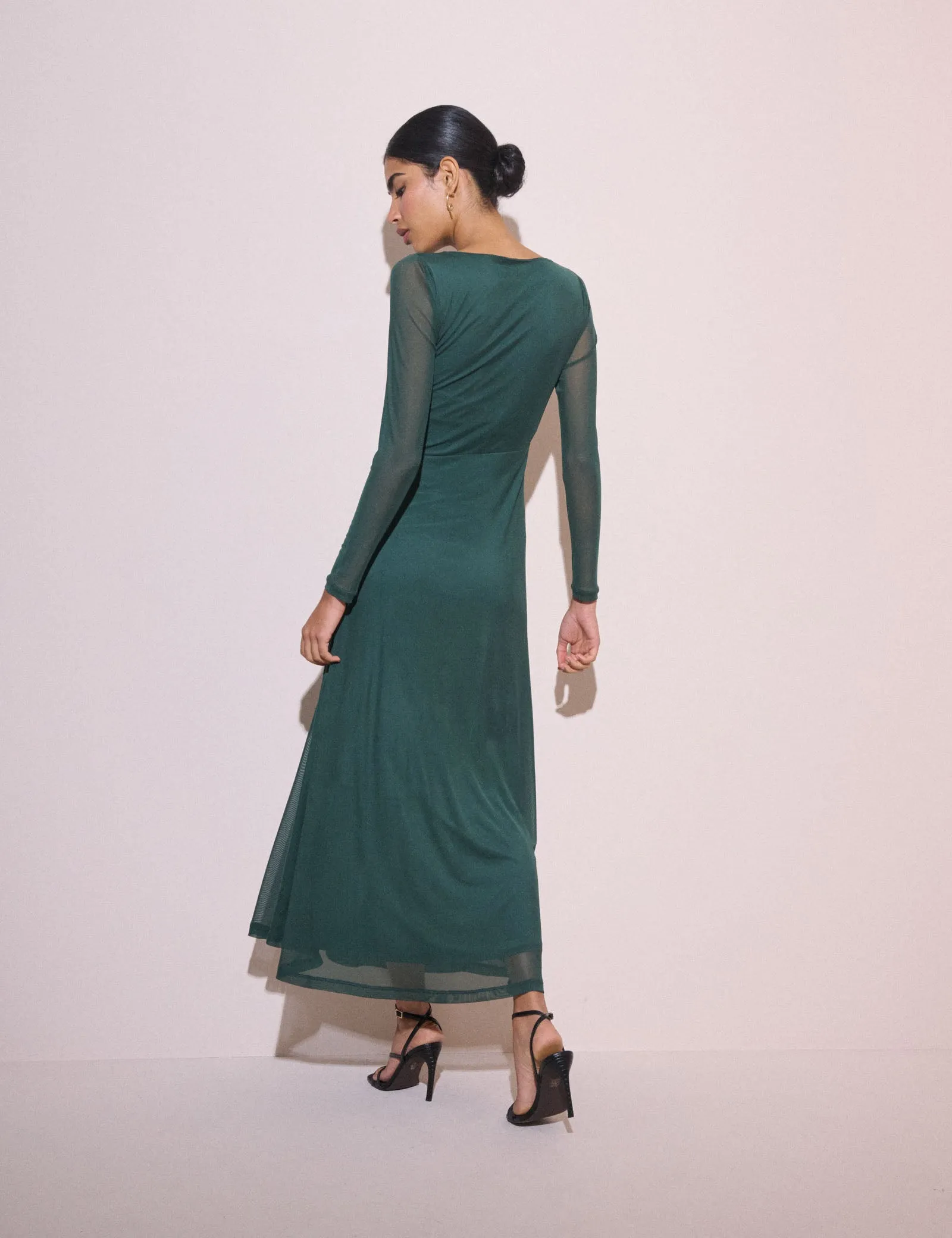 Dark Teal Ruched Hailey Midi Dress sold by Nobody's Child product image thumbnail 4