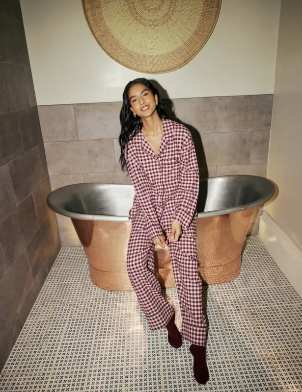 Burgundy Gingham Pyjama Set made by Nobody's Child
