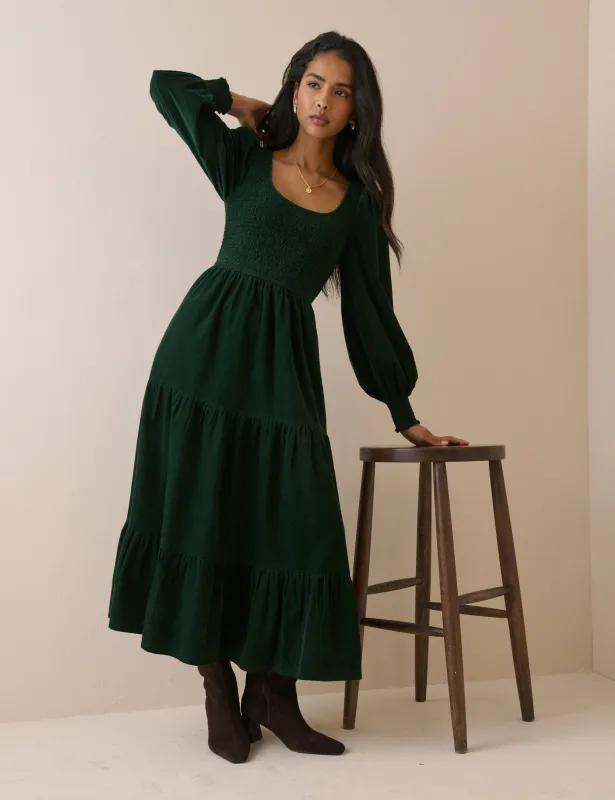 Khaki Cord Ruby Midi Dress made by Nobody's Child