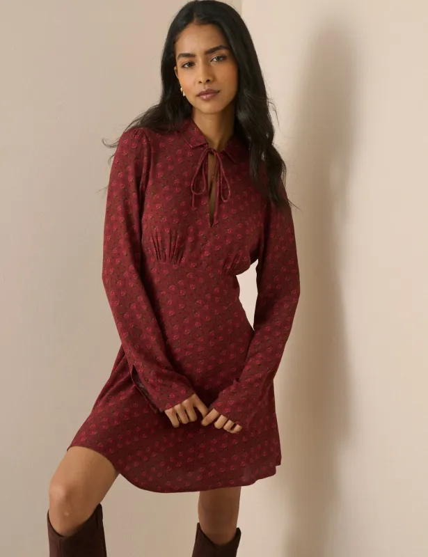 Burgundy Floral Moxie Mini Dress made by Nobody's Child
